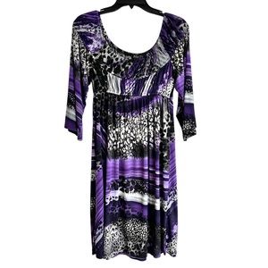 Blu Sage size small flowy and stretchy animal print purple and gray dress